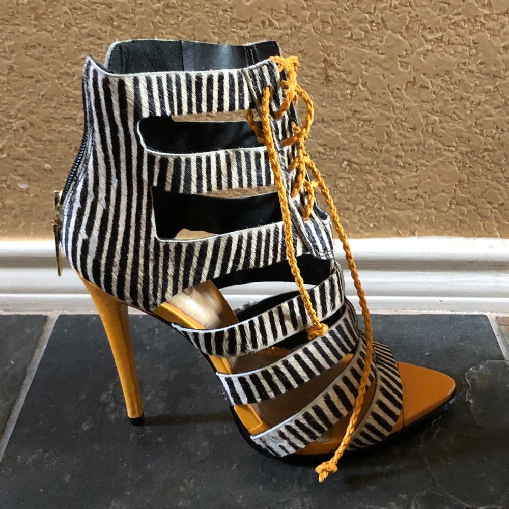 Schutz zebra pony haired shoes